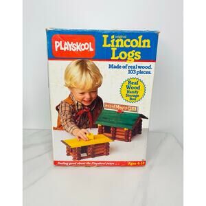 Vintage Playskool Lincoln Logs Building Set - original box
